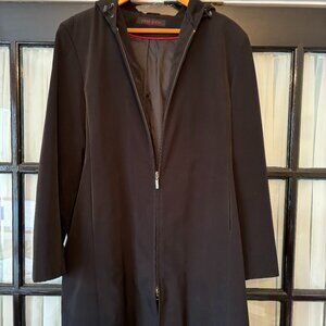 Anne Klein Classic black silklined hooded raincoat